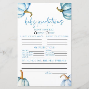 Blue Pumpkins Fall Baby Shower Predictions Game
