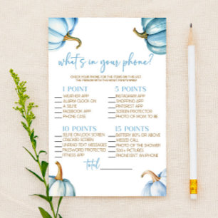 Blue Pumpkins Fall In Your Phone Baby Shower Game