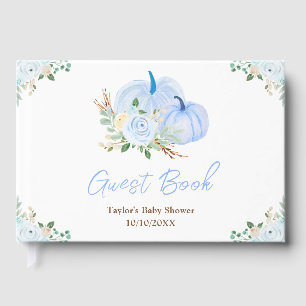 Blue Pumpkins Floral Baby Shower Guest Book