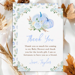 Blue Pumpkins Floral Baby Shower Thank You Card