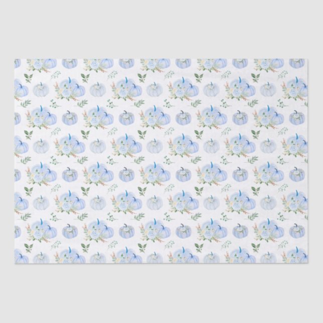Blue Pumpkins Floral Tissue Paper (Front)