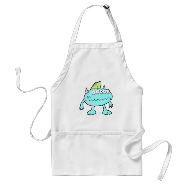 blue punk mohawk monster many eyes standard apron (Front)