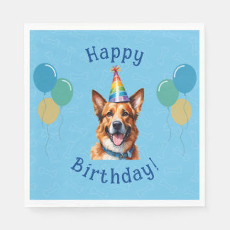 Blue Puppy Dog Birthday Paw-ty Napkin