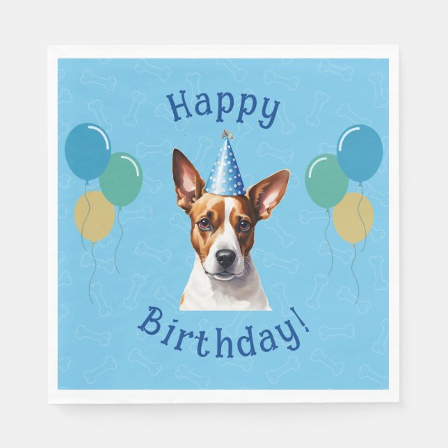 Blue Puppy Dog Birthday Paw-ty Napkin (Front)