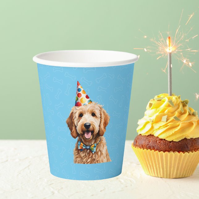 Blue Puppy Dog Birthday Paw-ty  Paper Cups (Creator Uploaded)