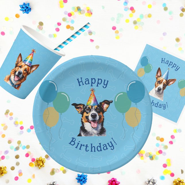 Blue Puppy Dog Birthday Paw-ty Paper Plate (Creator Uploaded)