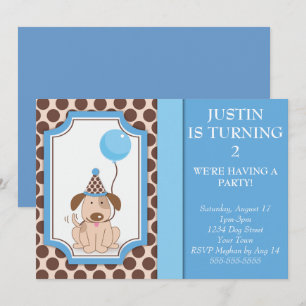 Blue Puppy Party Invitation