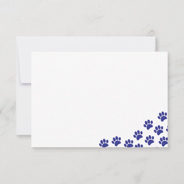 Blue Puppy Paw Prints  Card (Back)