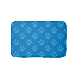Blue puppy paws pattern bath mat