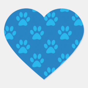 Blue puppy paws pattern heart sticker