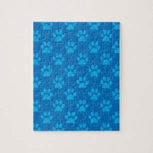 Blue puppy paws pattern jigsaw puzzle