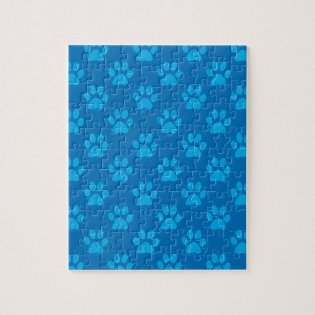 Blue puppy paws pattern jigsaw puzzle (Vertical)