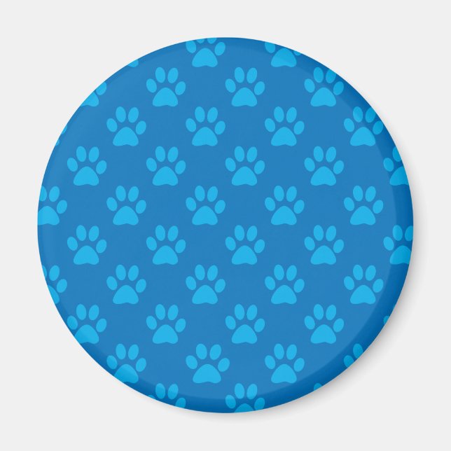 Blue puppy paws pattern magnet (Front)