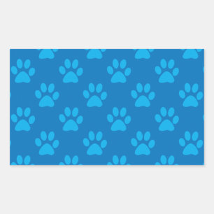 Blue puppy paws pattern rectangular sticker