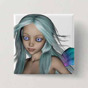 Blue & Purple 3D Mermaid 5 Close-up 15 Cm Square Badge
