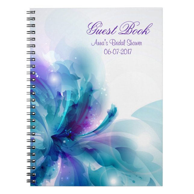 Blue & Purple Abstract Bridal Shower Guest Book (Front)