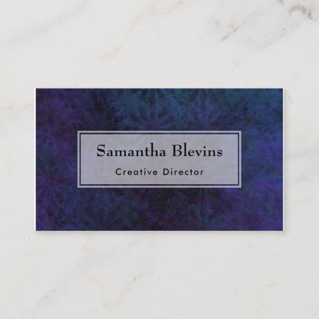 Blue & Purple Abstract, Grungy Digital Art Business Card (Front)