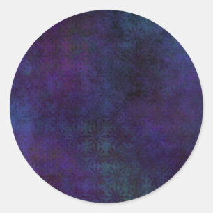 Blue & Purple Abstract, Grungy Digital Art Classic Round Sticker