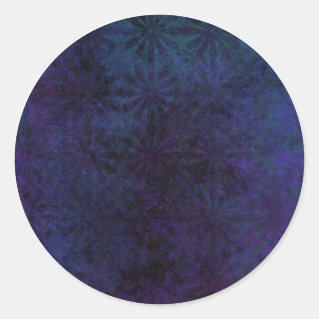 Blue & Purple Abstract, Grungy Digital Art Classic Round Sticker (Front)