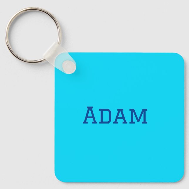 Blue purple add name text back to school message s key ring (Front)