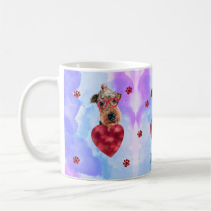 Blue Purple Airedale Valentines Day Gift Dog Coffee Mug