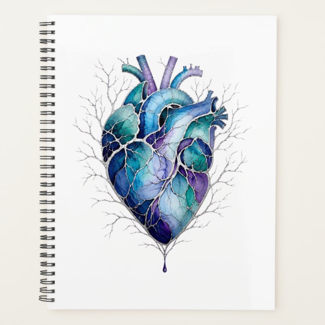 Blue & Purple Anatomical Heart Planner (Front)