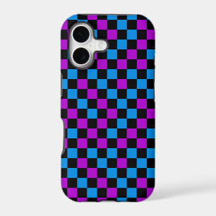 Blue Purple And Black Chequered Pattern