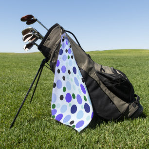 Blue Purple And Green Polka Dots, Golf Towel