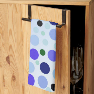Blue Purple And Green Polka Dots, Tea Towel