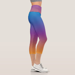 Blue, Purple and Orange Gradient Capri Leggings