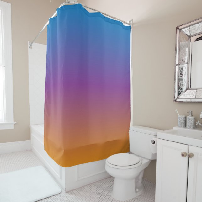 Blue, Purple and Orange Gradient Shower Curtain (In Situ)