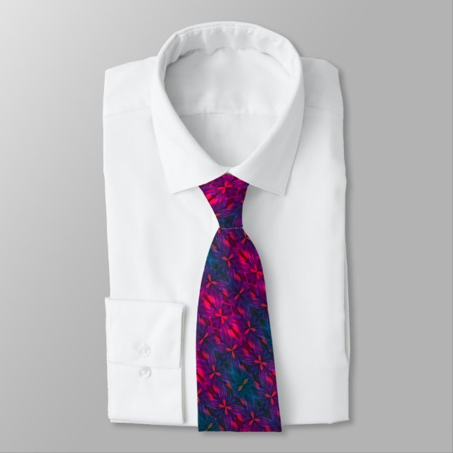 Blue Purple And Red Abstract Design  Tie (Tied)