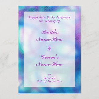 Blue, Purple and Teal Wedding. Invitation