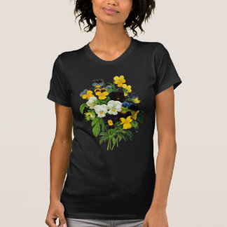 Blue Purple and Yellow Pansies By Redoute T-Shirt