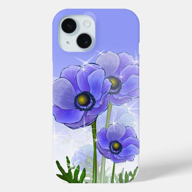 Blue Purple Anemone Flowers Case-Mate iPhone Case (Back)