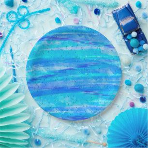 Blue, Purple, Aqua marine  Paper Plate
