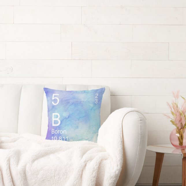 Blue Purple B Boron Element Watercolor Cushion (Couch)
