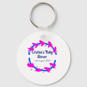 Blue purple baby shower floral wreath boho add nam key ring
