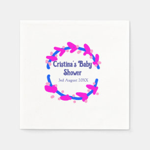 Blue purple baby shower floral wreath boho add nam napkin