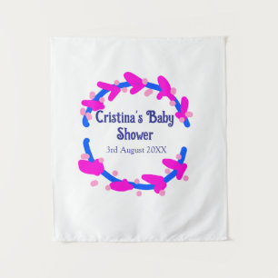 Blue purple baby shower floral wreath boho add nam tapestry