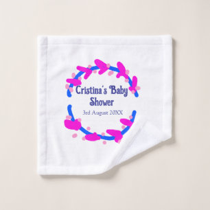 Blue purple baby shower floral wreath boho add nam wash cloth
