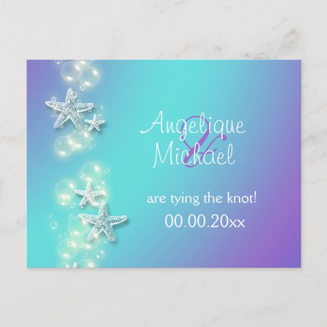 Blue purple beach starfish announcement (Front)