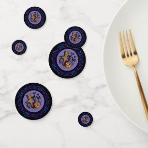 Blue Purple Black Cat Tombstone Bats Halloween Confetti