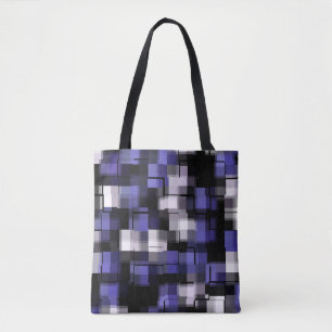 Blue Purple Black White Trendy Tote Bag