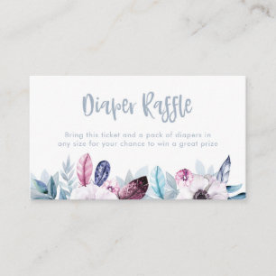 Blue purple boho watercolor Diaper Raffle ticket Enclosure Card
