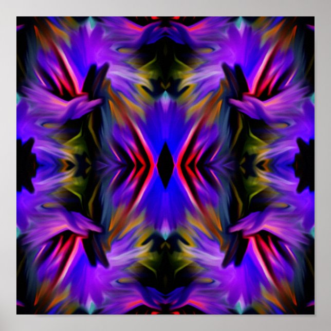 Blue Purple Brush Swirls Abstract    Poster (Front)