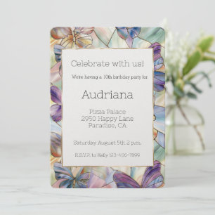 Blue Purple Butterflies Birthday Invitation