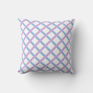 Blue Purple Chequered Diamond Stripes Pattern Cushion