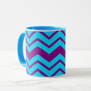 Blue Purple Chevron Zigzag Design Mug