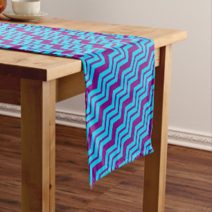 Blue Purple Chevron Zigzag Design Short Table Runner